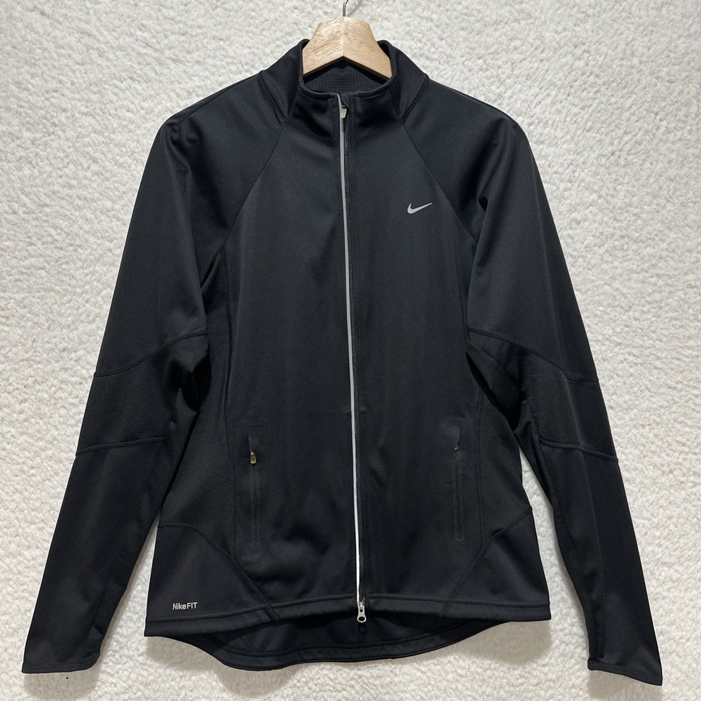 Nike Dri Fit Women's Black Full Zip Long Sleeve Jacket Size Large